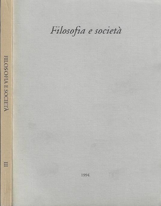 Filosofia e società Volume XI 1994 - copertina