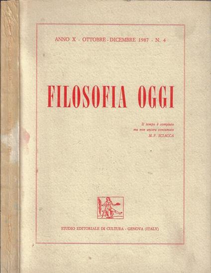 Filosofia oggi anno 1987 N. 4 - copertina