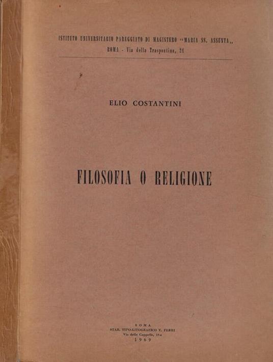 Filosofia e religione - Elio Costantini - copertina