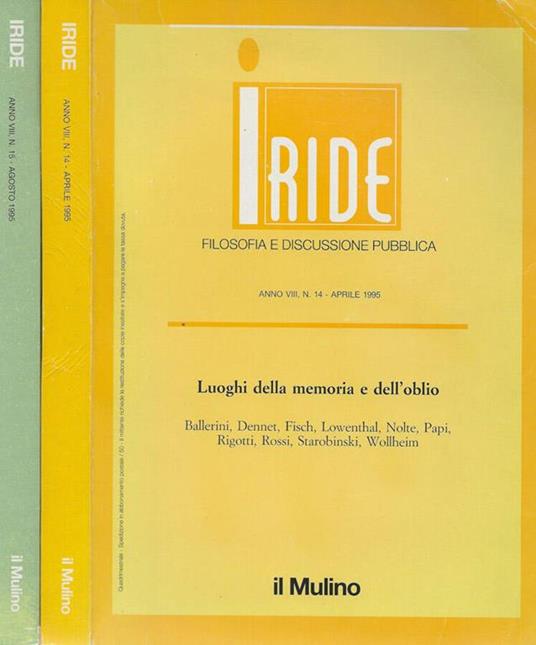 Iride, Filosofia e discussione pubblica Anno VIII, n.14,15– 1995 - copertina