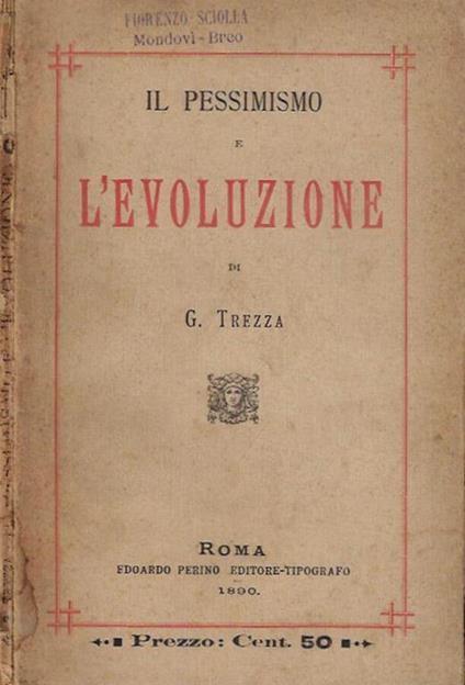 Il pessimismo e l'evoluzione - G. Trezza - copertina