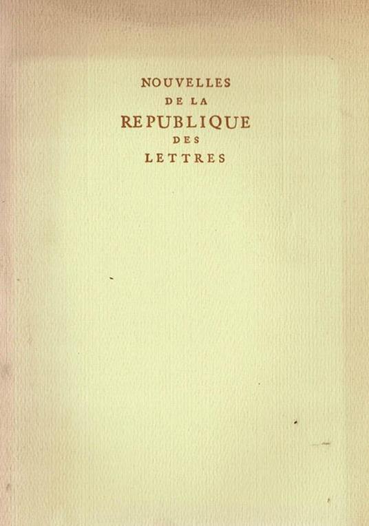 Nouvelles de la Rèpublique des lettres - copertina