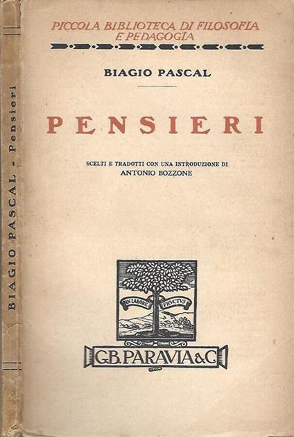 Pensieri - Blaise Pascal - copertina