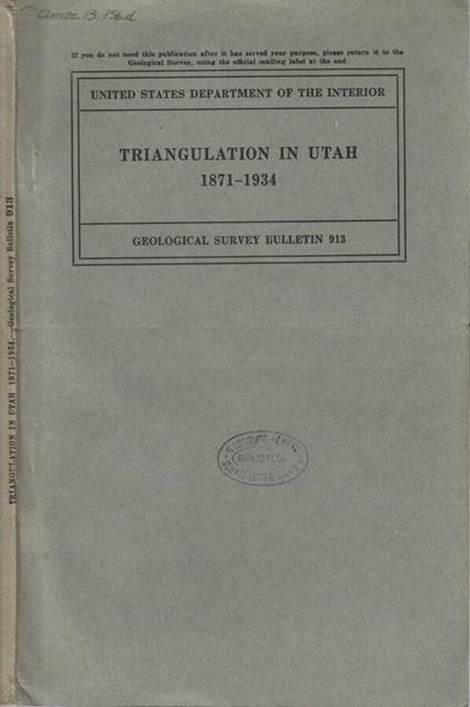 Triangulation in Utah 1871-1934 - copertina