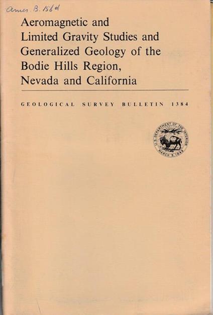 Aeromagnetic and limited gravity studies and generalized geology of the Bodie Hills Region, Nevada and California - copertina