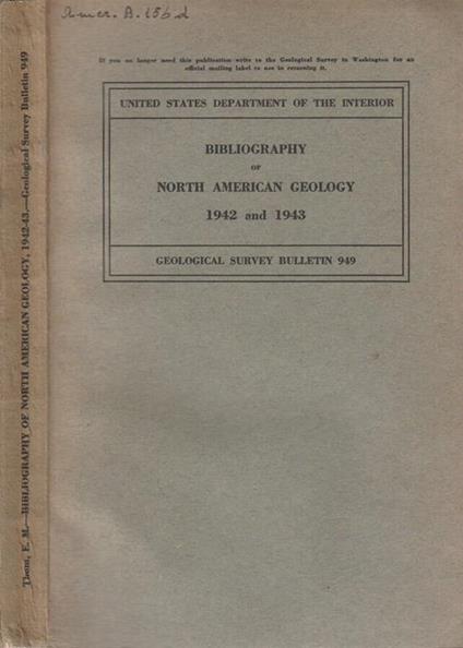 Bibliography of North American Geology 1942 and 1943 - copertina