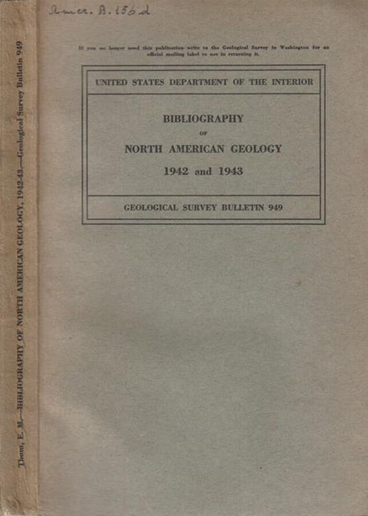 Bibliography of North American Geology 1942 and 1943 - copertina