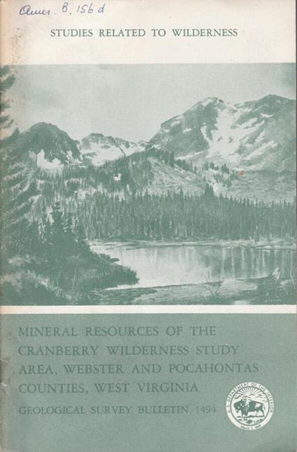 Mineral resources of the cranberry wilderness study area, Webster and Pocahontas Counties, West Virginia - copertina