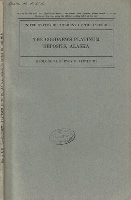 The goodnews platinum deposits, Alaska - copertina