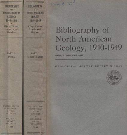 Bibliography of North American geology, 1940-1949 - copertina