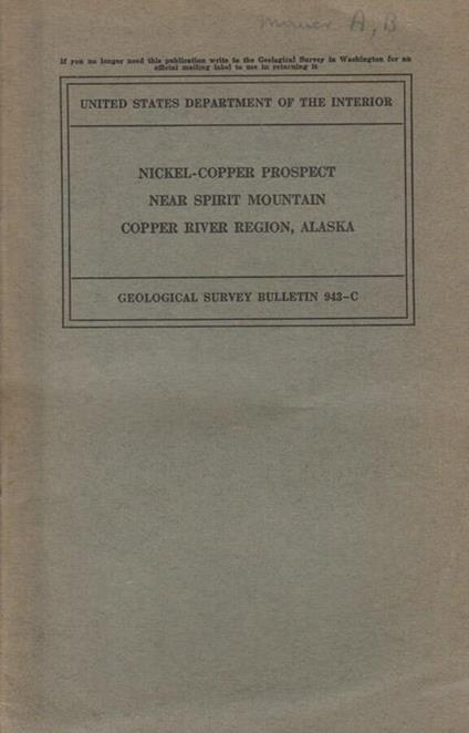 Nickel-Copper prospect near spirit mountain copper river region, Alaska - copertina