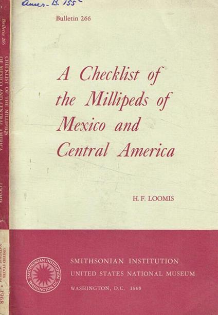 A checklist of the millipeds of Mexico and Central America - copertina