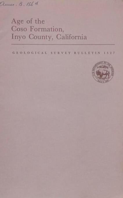 Age of the Coso Formation, Inyo County, California - copertina