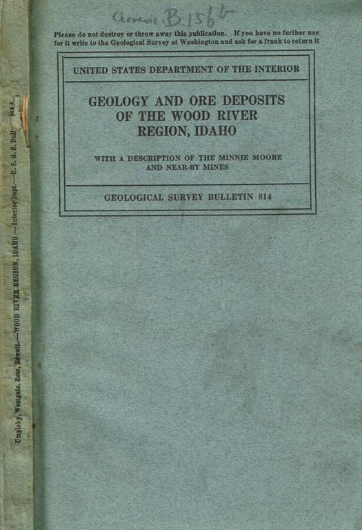 Geology and ore deposits of the wood river region, idaho - copertina
