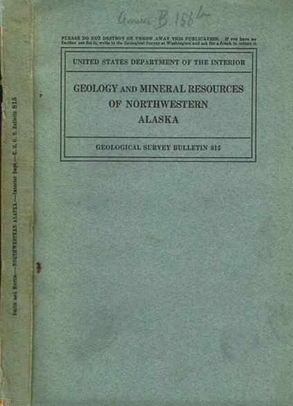 Geology and mineral resources of northwestern alaska - copertina