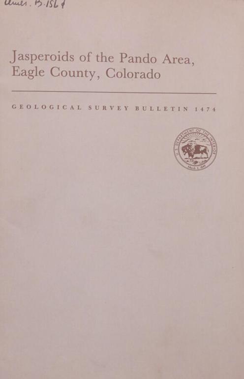 Jasperoids of the Pando Area, Eagle County, Colorado - copertina