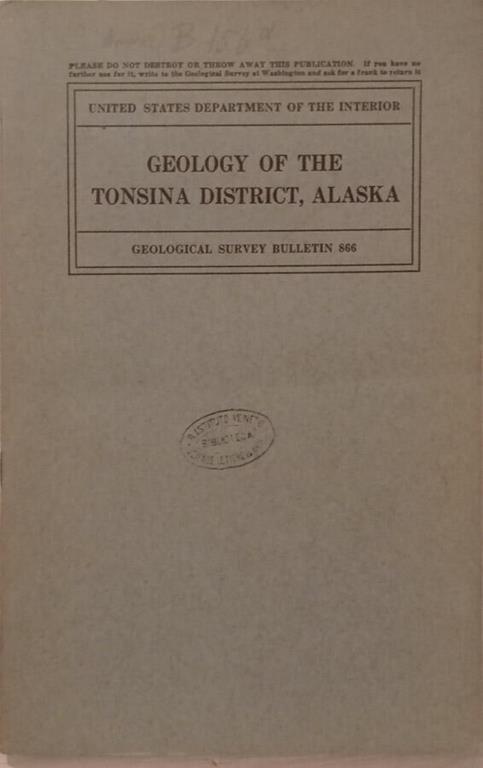 Geology of the Tonsina District, Alaska - copertina