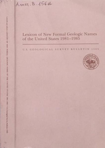 Lexicon of New Formal Geologic Names of the United States 1981-1985 - copertina