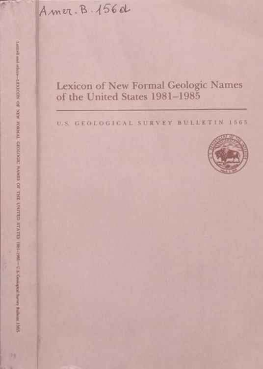 Lexicon of New Formal Geologic Names of the United States 1981-1985 - copertina