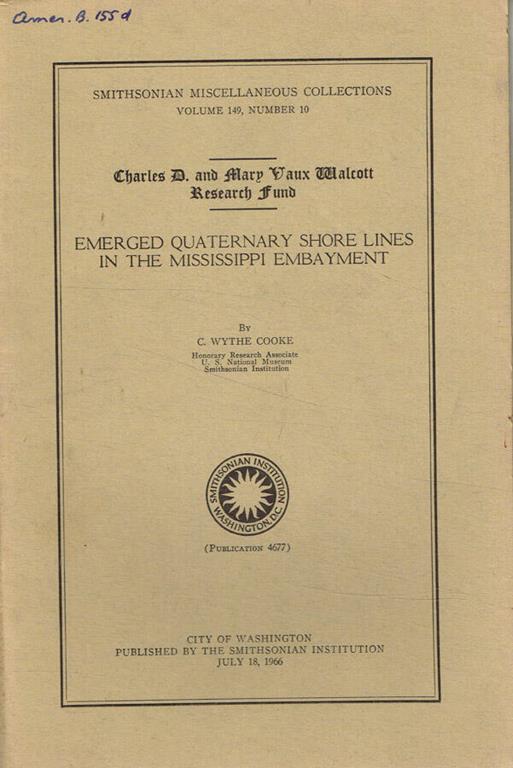 Chales D.and Mary Vaux Malcott research fund - copertina