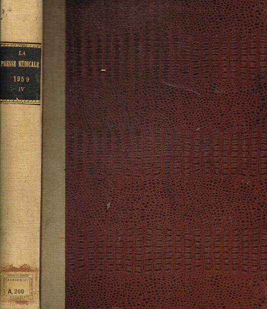 La presse médicale. N.52/61, anno 1959 - copertina