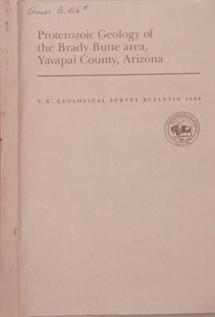 Proterozoic Geology of the Brady Butte area, Yavapai County, Arizona - copertina