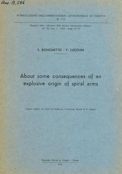 About some consequences of an explosive origin of spiral arms - copertina