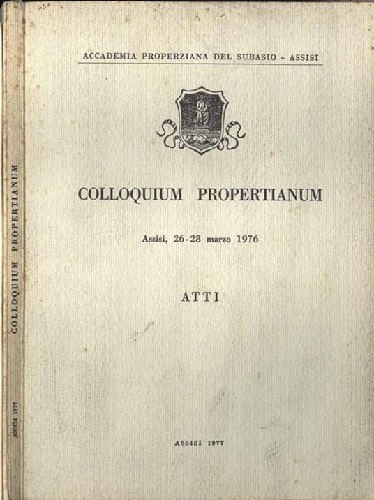 Colloquium Propertianum - Marino Bigaroni - copertina