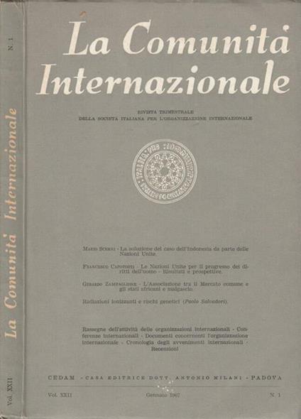 La comunità internazionale vol XXII anno 1967 - copertina