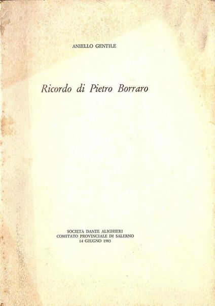 Ricordo di Pietro Borraro - Aniello Gentile - copertina