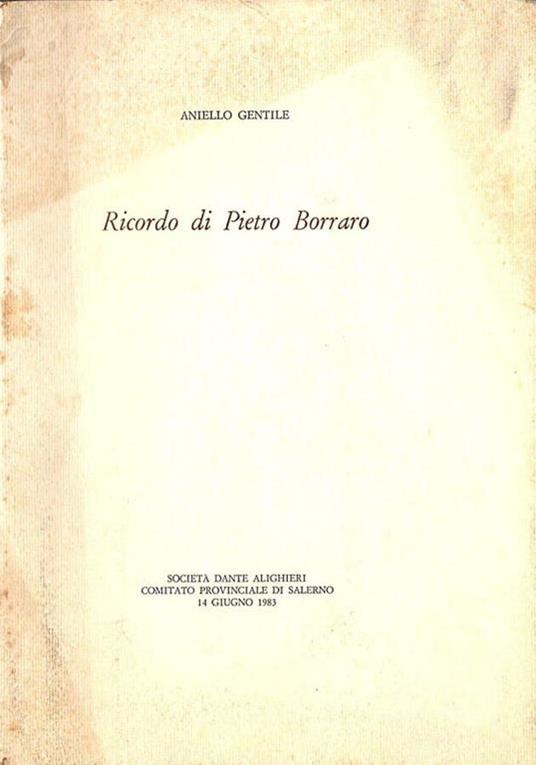 Ricordo di Pietro Borraro - Aniello Gentile - copertina