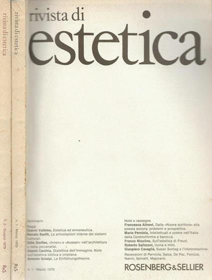 Rivista di estetica N.1,2 1979 - copertina