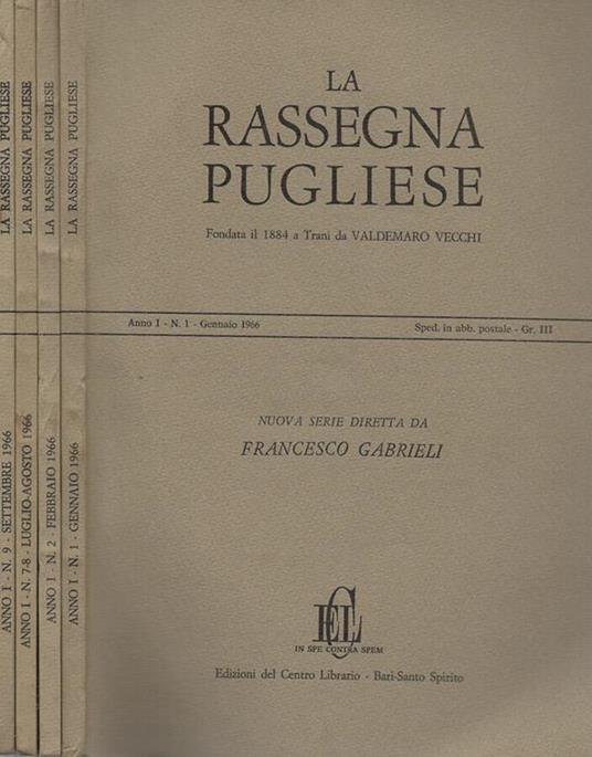 La rassegna pugliese Anno I- N.1,2,7-8,9 1966 - Francesco Gabrieli - copertina