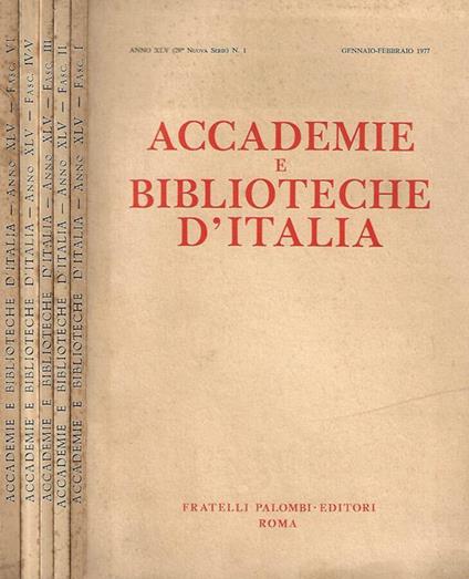 Accademie e Biblioteche D'Italia, anno XLV, nuova serie 1977 - copertina