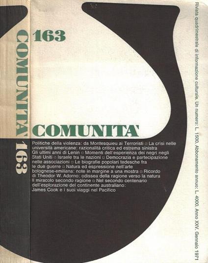 Comunità, anno XXV - n. 163 - gennaio 1971 - copertina