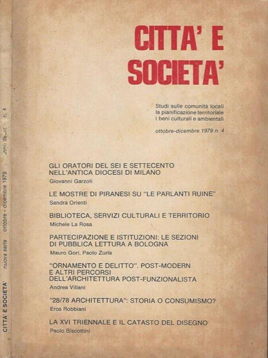 Città e Società - n. 4, ottobre-dicembre 1979 - copertina