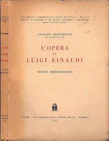 L' opera di Luigi Einaudi - Anselmo Bernardino - copertina