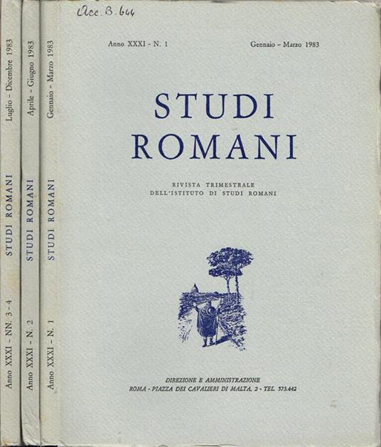 Studi Romani - copertina
