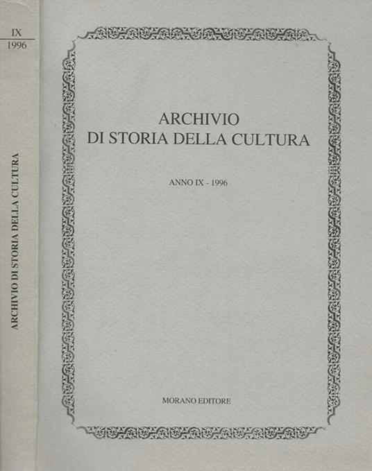 Archivio di storia della cultura Anno IX- 1996 - Fulvio Tessitore - copertina