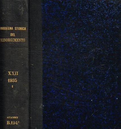 Rassegna storica del risorgimento anno XXII, fasc.I, II, III, 1935 - copertina
