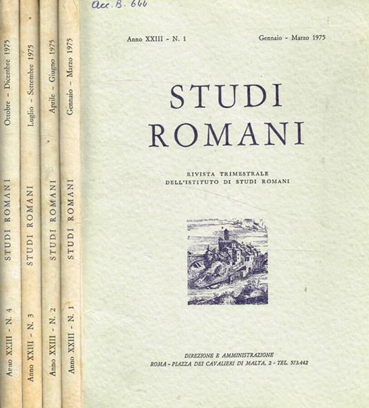 Studi Romani. Rivista trimestrale dell'istituto nazionale di studi romani. Anno XXIII, 1975, 4voll - Pietro Romanelli - copertina