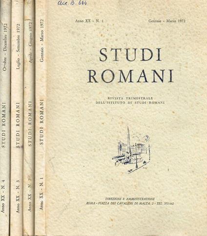 Studi Romani. Rivista trimestrale dell'istituto nazionale di studi romani. Anno 1972, 4voll - Pietro Romanelli - copertina