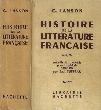 Histoire de la Letterature Francaise - Gustave Lanson - copertina