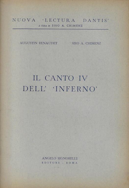 Il canto IV dell'Inferno - copertina