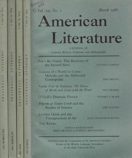 American literature. A journal history, criticism and bibliography. Vol.59, 1987 - copertina