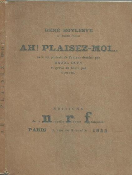 Ah! Plaisez-moi - René Boylesve - copertina