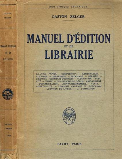 Manuel d'edition et de librairie - copertina