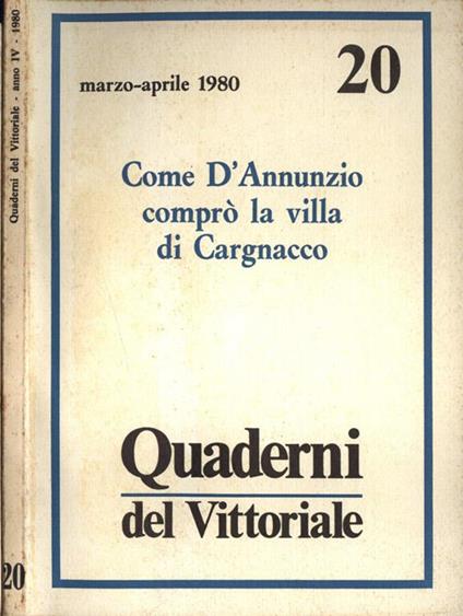 Quaderni del Vittoriale 1980 vol. 20 - copertina