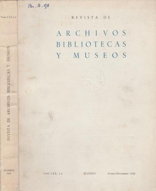 Revista de Archivos Bibliotecas y Museos - Angelico da Civitavecchia - copertina