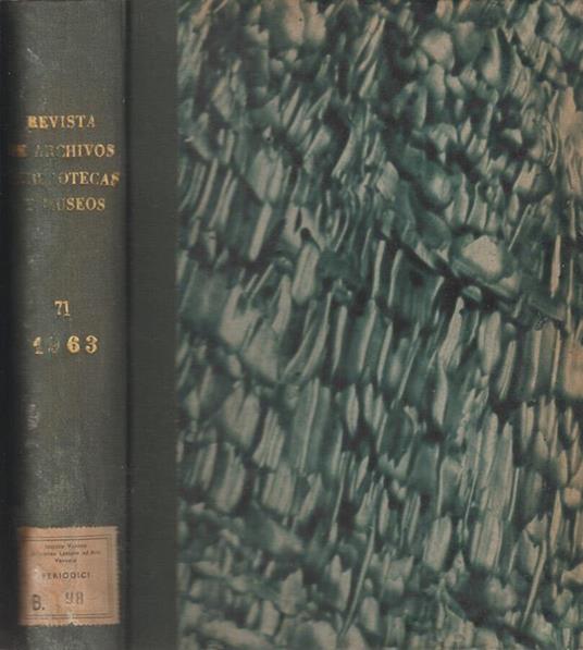 Revista de Archivos Bibliotecas y Museos - Angelico da Civitavecchia - copertina